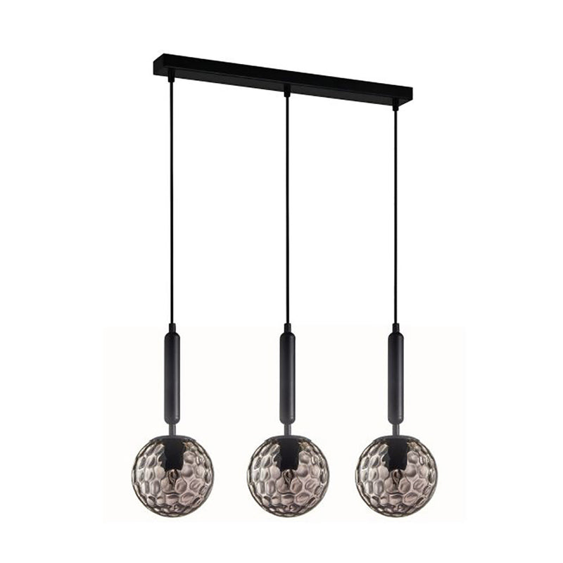 Interior Black Smoke Spherical Glass Shape 3 Light Island Pendant - TRATTINO2X3S