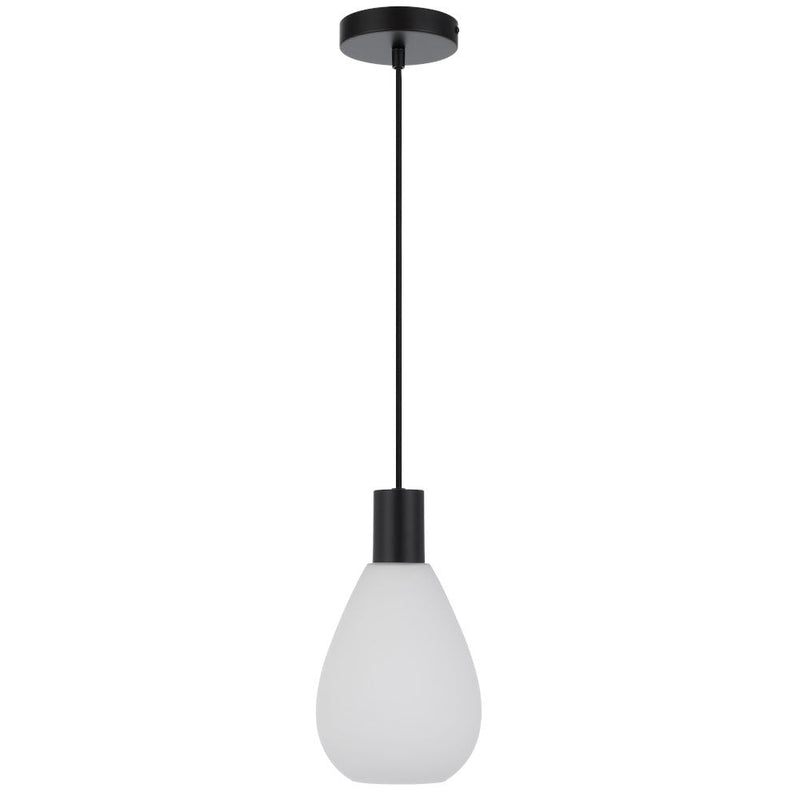 Tresor 1 Light Pendant Matt Black & Opal Matt - TRESOR PE1-BKOM