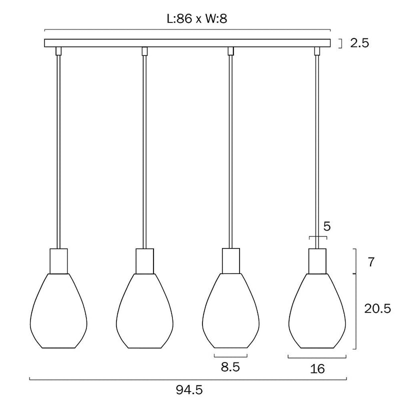 Tresor 4 Light Island Pendant Black - TRESOR PE4-BKOM