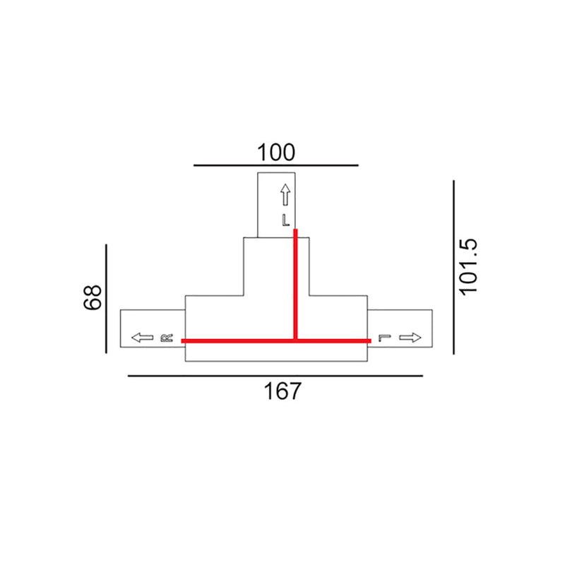 Track 3 Circuit 4 Wire Right T-Piece Connector Black - TRK3BLCON4R1