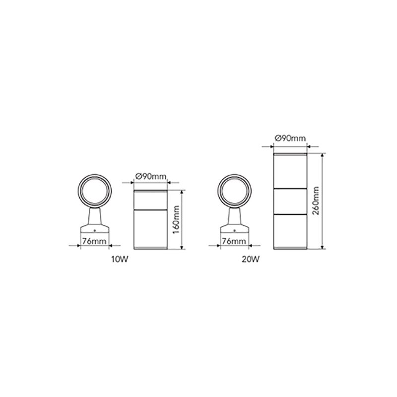 Beamlite Exterior Wall Light 10W Black Aluminium 4000K - 193004