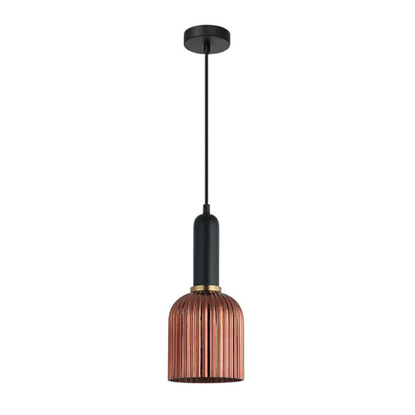 Interior Ellipse Ribbed Glass 1 Light Pendant Copper Painted - VINTAJ10