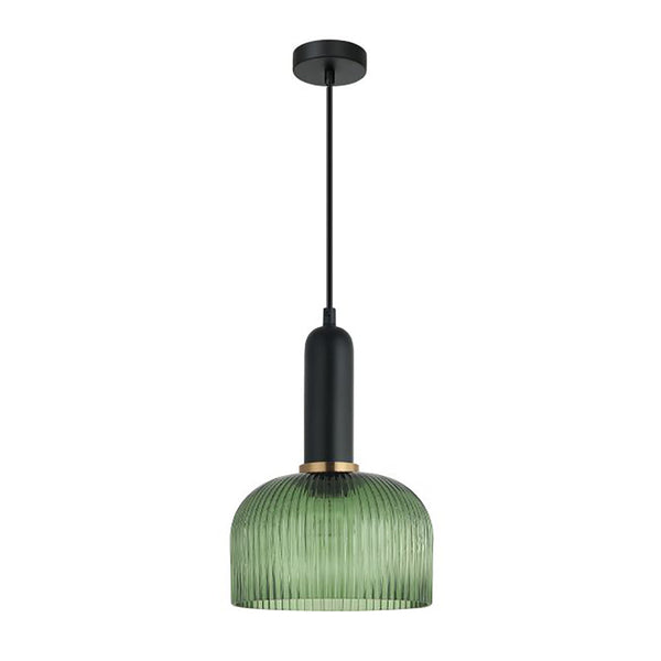 Interior Dome Ribbed Glass 1 Light Pendant Green - VINTAJ14