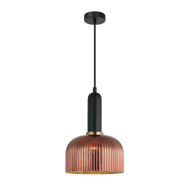 Interior Dome Ribbed Glass 1 Light Pendant Copper Painted - VINTAJ16