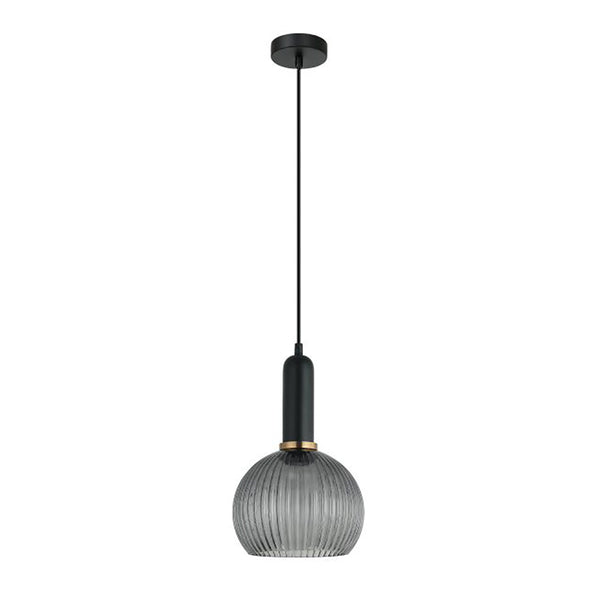 Interior Wine Ribbed Glass 1 Light Pendant Smokey Black - VINTAJ1