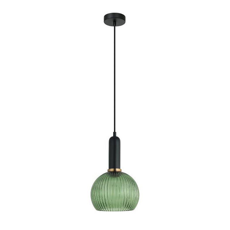 Interior Wine Ribbed Glass 1 Light Pendant Green - VINTAJ2