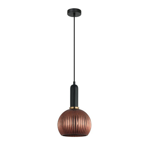 Interior Wine Ribbed Glass 1 Light Pendant Copper Painted - VINTAJ4