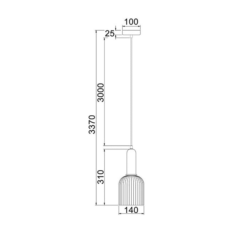 Interior Ellipse Ribbed Glass 1 Light Pendant Chrome Painted - VINTAJ11