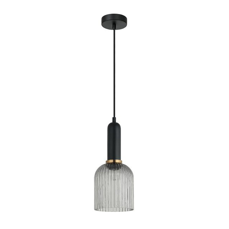 Interior Ellipse Ribbed Glass 1 Light Pendant Smokey Black - VINTAJ7