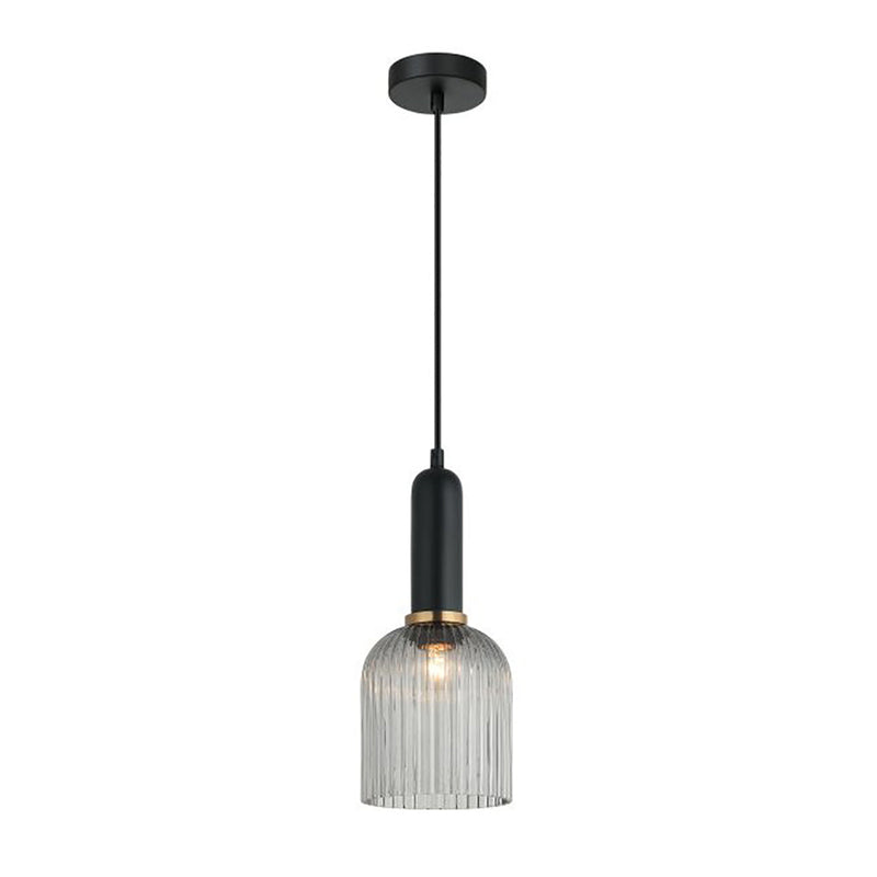 Interior Ellipse Ribbed Glass 1 Light Pendant Smokey Black - VINTAJ7