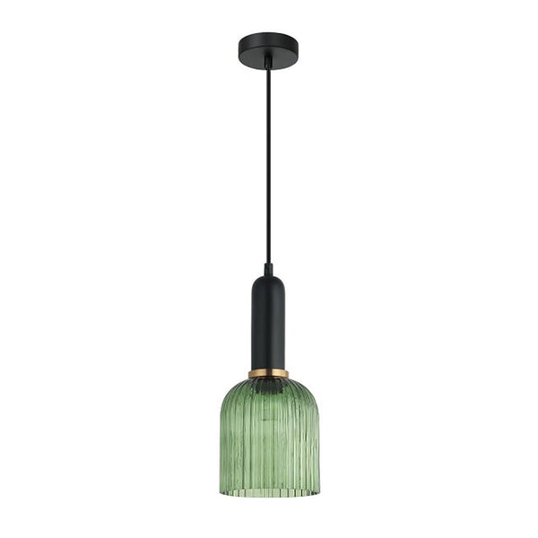 Interior Ellipse Ribbed Glass 1 Light Pendant Green - VINTAJ8