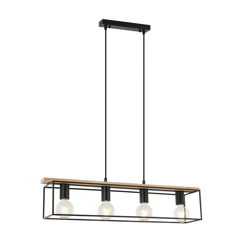 Virun Island Pendant 4 Lights Black Wood / Iron - VIRUN1