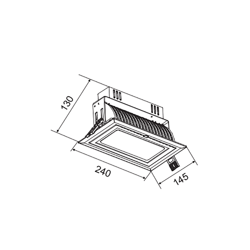 Vector Rectangle Adjustable Recessed LED Downlight White Aluminium 3CCT - 171007