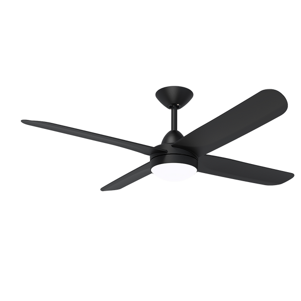 X-Over DC Ceiling Fan 52" 4 Blades Matt Black With Light And Wall Controll - XOL307