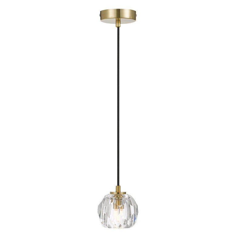 Zaha 1 Light Pendant Antique Gold & Crystal - ZAHA PE01-AGCR