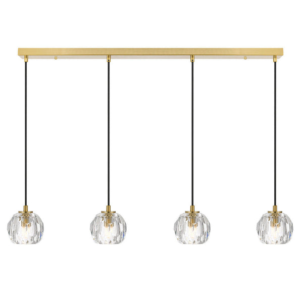 Zaha 4 Light Island Pendant Antique Gold & Crystal - ZAHA PE04-AGCR