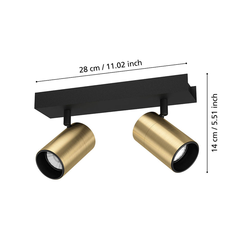 Cumaribo Spot 2 lights Black / Brass Steel - 390083N