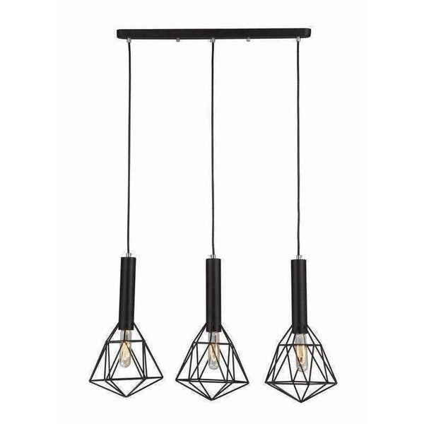 Buy Pendant lights australia - Blackband 3 Light Black Iron Cage Diamond Bar Pendant - BLACKBAND1X3