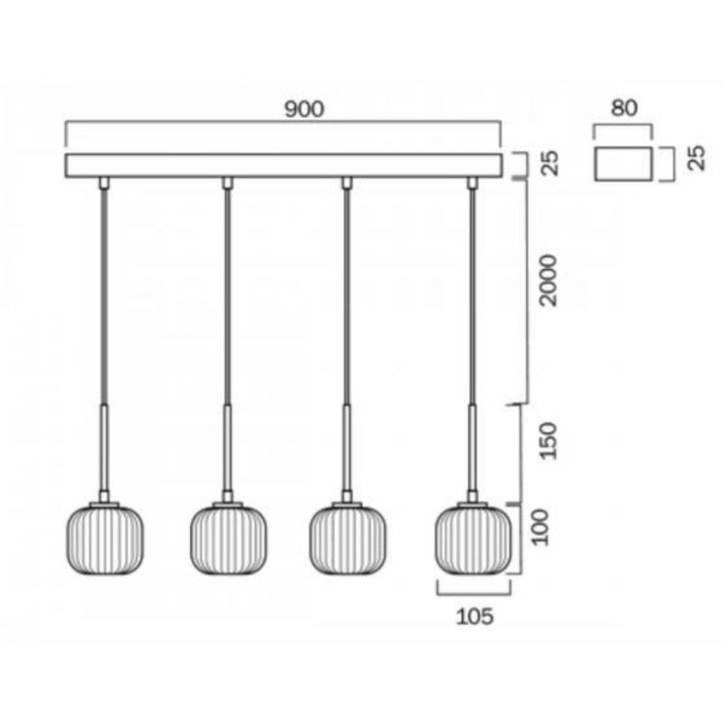 Bobo 4 Light Island Pendant Black & Smoke - BOBO PE04-BKSM