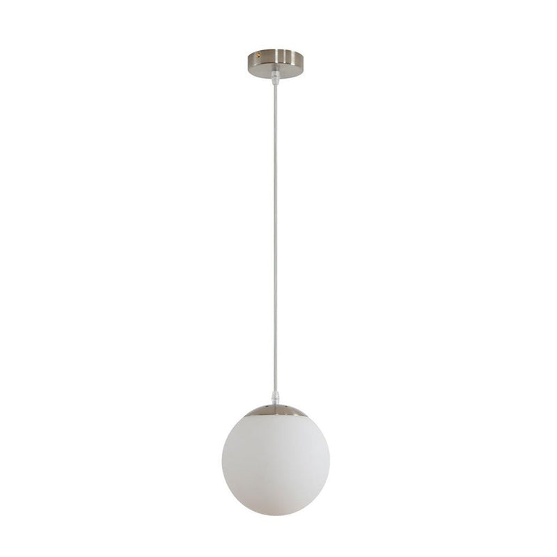 Bubble Pendant Light W200mm Satin Chrome Opal Glass - 31460