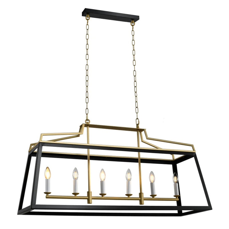 MONTEAL Island Pendant 6 Lights Antique Gold & Black - MONTEAL PE6-AGBK