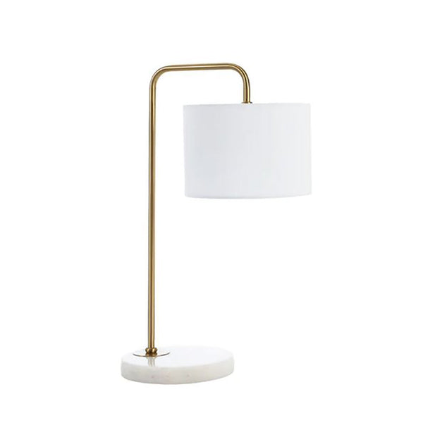 Ingrid Table Lamp White Fabric Antique Gold Metal - INGRID TL-GDWH