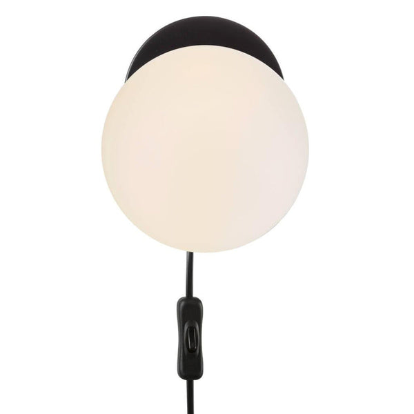 Lilly 1 Light Wall Light Black & Opal White - 48891003