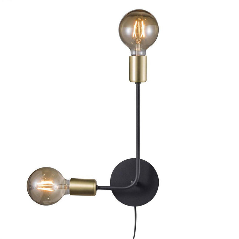 Josefine 2 Light Wall Light Matt Black & Brass - 48941003