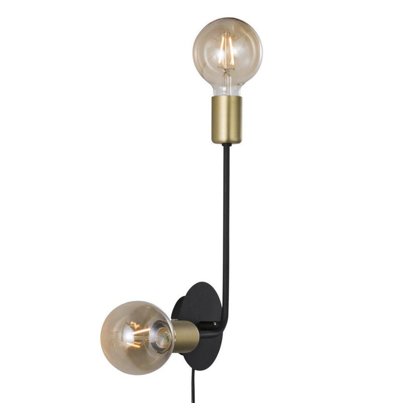 Josefine 2 Light Wall Light Matt Black & Brass - 48941003