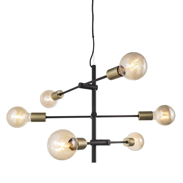 Josefine 6 Light Pendant Matt Black  & Brass - 48933003