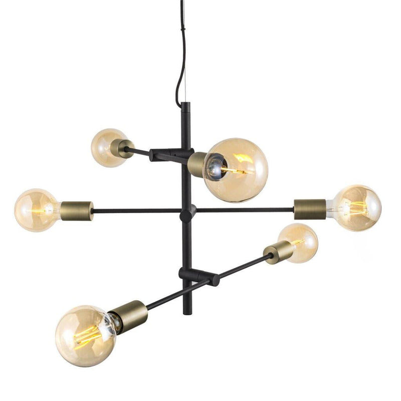 Josefine 6 Light Pendant Matt Black  & Brass - 48933003