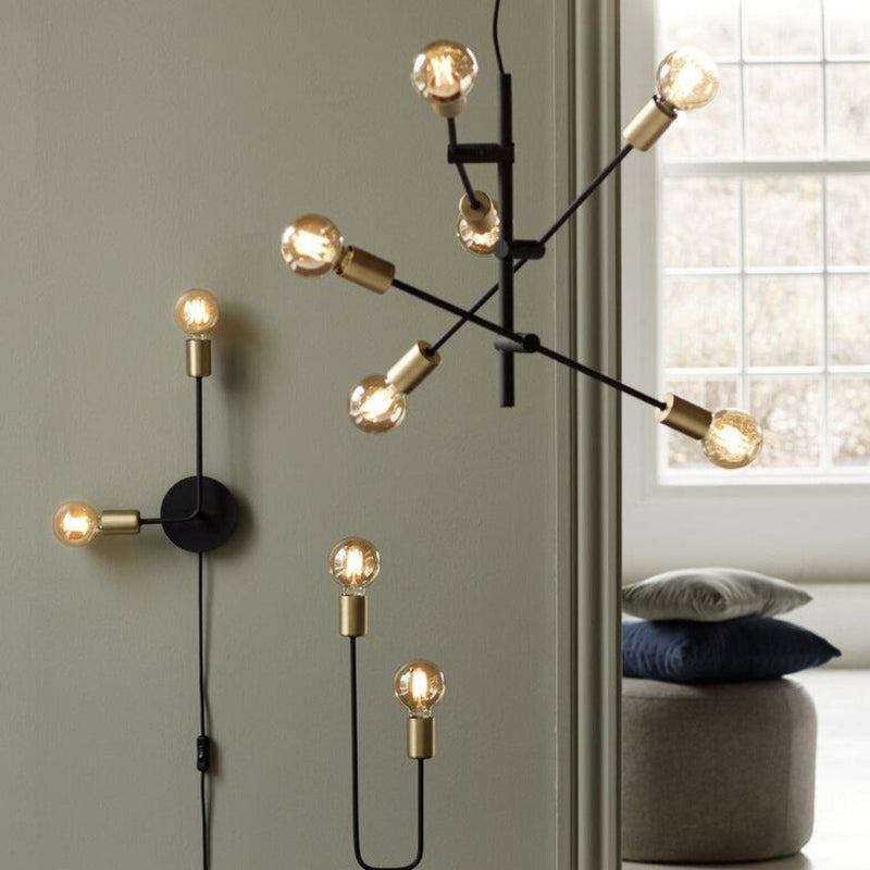 Josefine 6 Light Pendant Matt Black  & Brass - 48933003