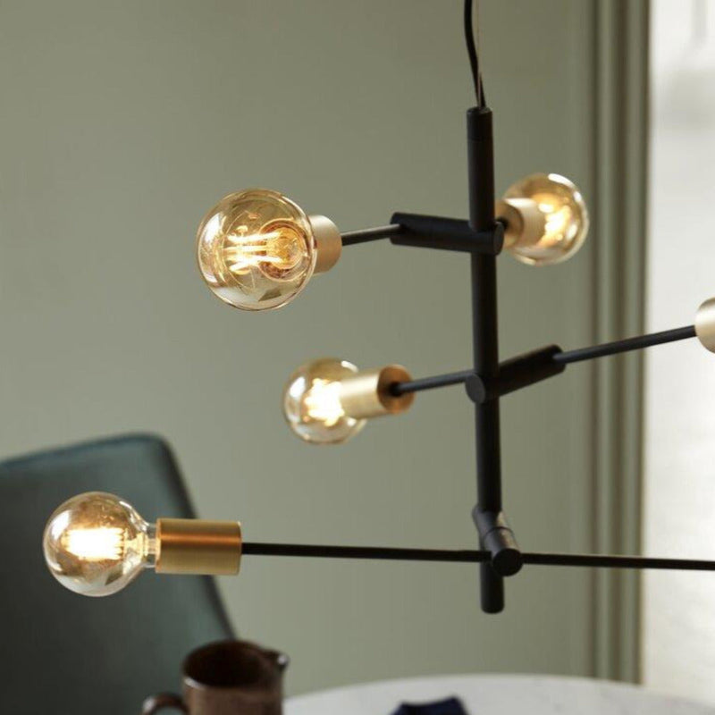 Josefine 6 Light Pendant Matt Black  & Brass - 48933003