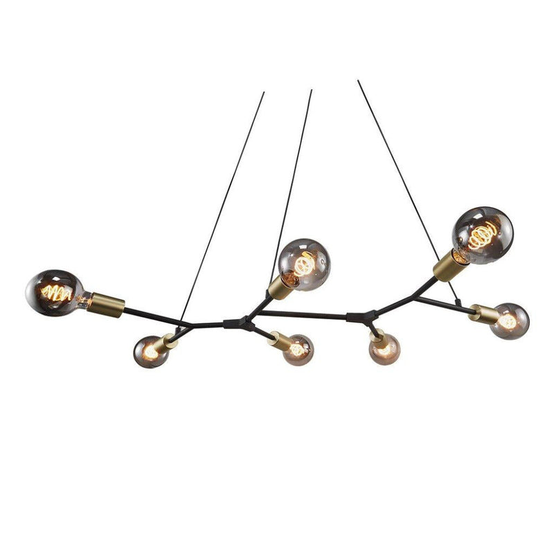 Josefine 7 Light Island Pendant Matt Black  & Brass - 2010303003