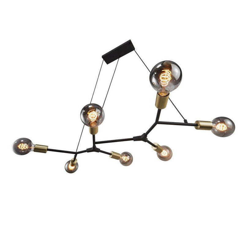 Josefine 7 Light Island Pendant Matt Black  & Brass - 2010303003