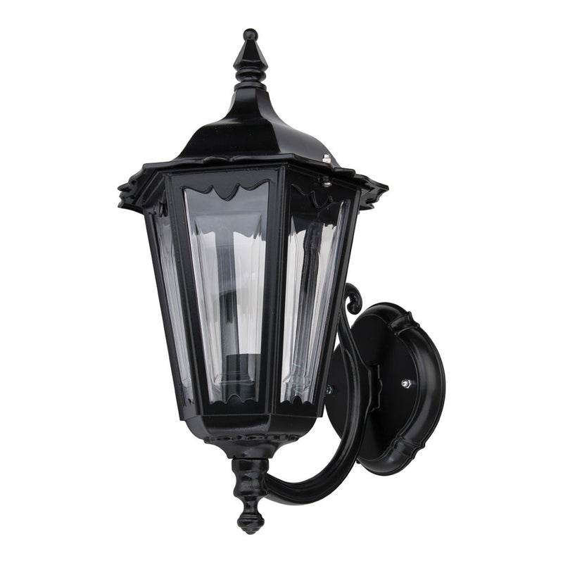 Chester Outdoor Wall Lantern Up Bracket H422mm Black Aluminium - 15039