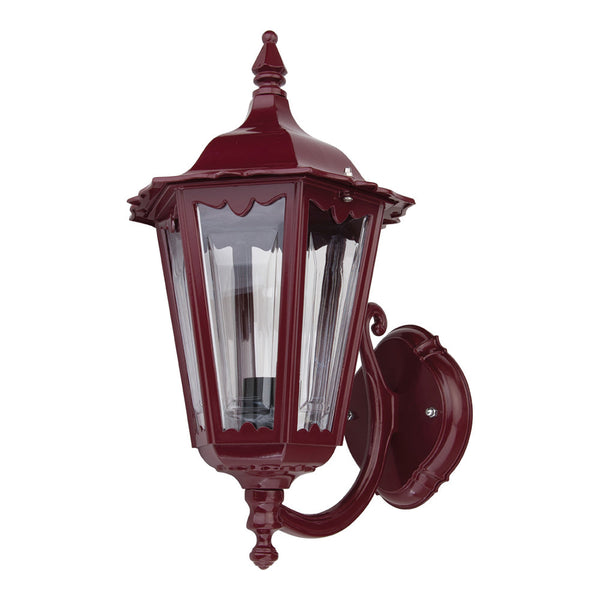 Chester Outdoor Wall Lantern Up Bracket H422mm Burgundy Aluminium - 15040