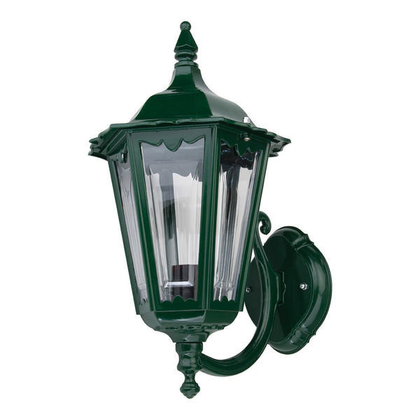 Chester Outdoor Wall Lantern Up Bracket H422mm Green Aluminium - 15041