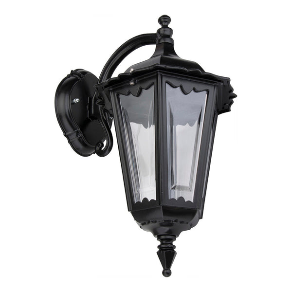 Chester Outdoor Wall Lantern Down Bracket H422mm Black Aluminium - 15045