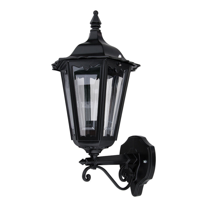 Chester Outdoor Wall Lantern Up Bracket Black Aluminium - 14973