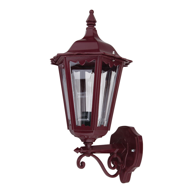 Chester Outdoor Wall Lantern Up Bracket Burgundy Aluminium - 14974