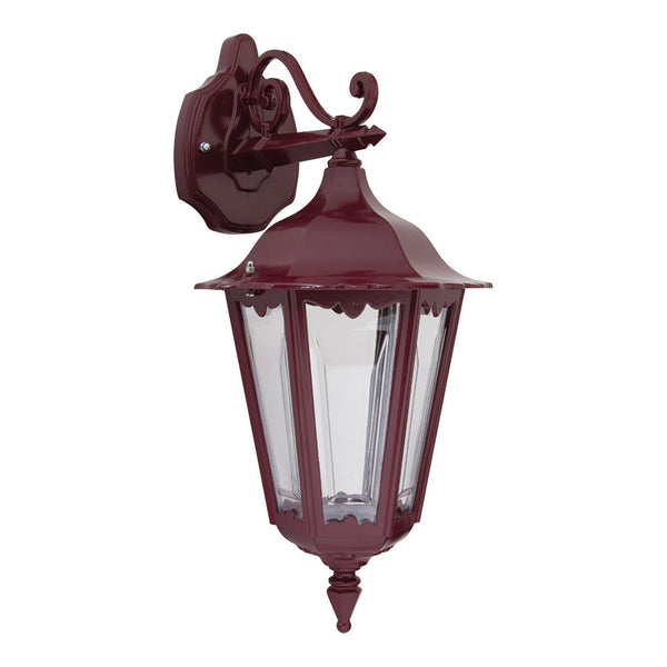 Chester Outdoor Wall Lantern Down Bracket Burgundy Aluminium - 14980