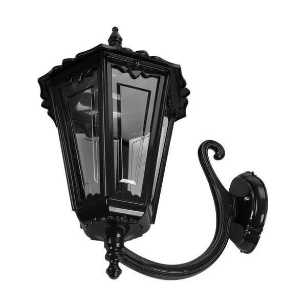 Chester Outdoor Wall Lantern Up Bracket H655mm Black Aluminium - 15099