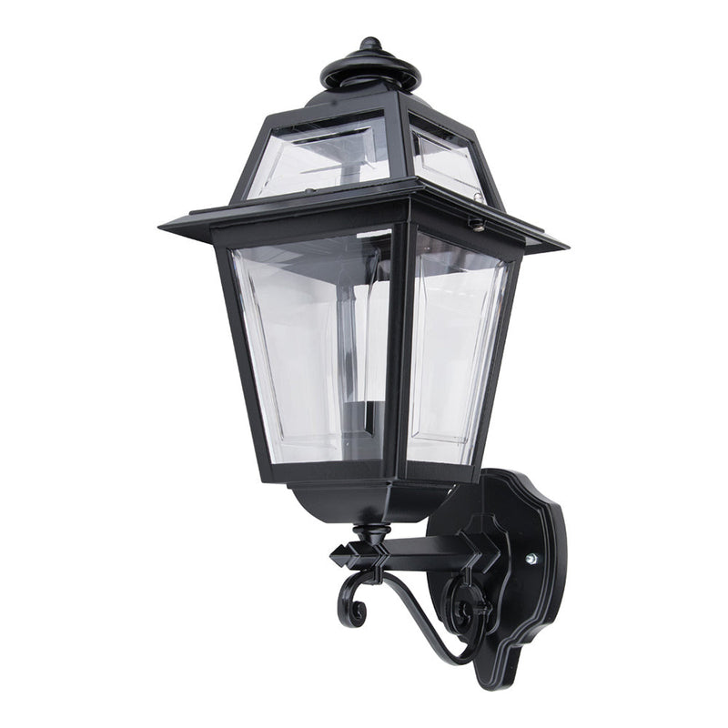 Avignon Outdoor Wall Lantern Up Bracket H500mm Black Aluminium - 15195