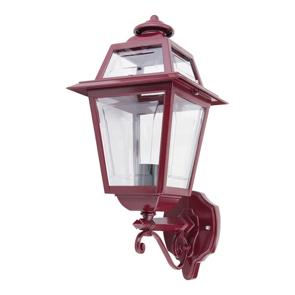 Avignon Outdoor Wall Lantern Up Bracket H500mm Burgundy Aluminium - 15196