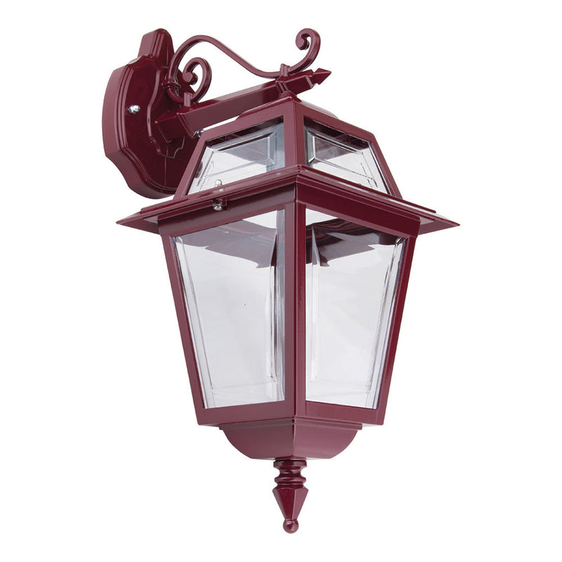 Avignon Outdoor Wall Lantern Down Bracket H510mm Burgundy Aluminium - 15202