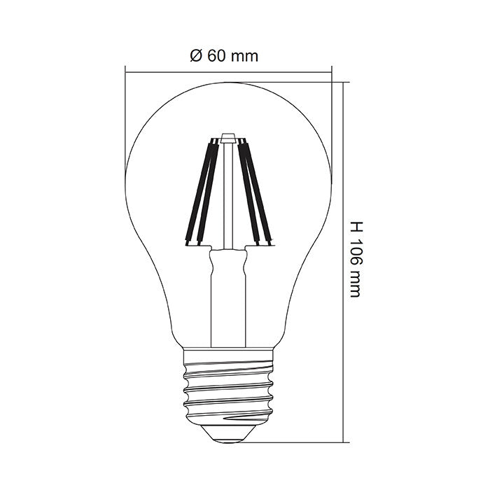 LG5 LED Filament Globe 240V 4W ES Clear Glass 5000K - LG5/50E27D/C