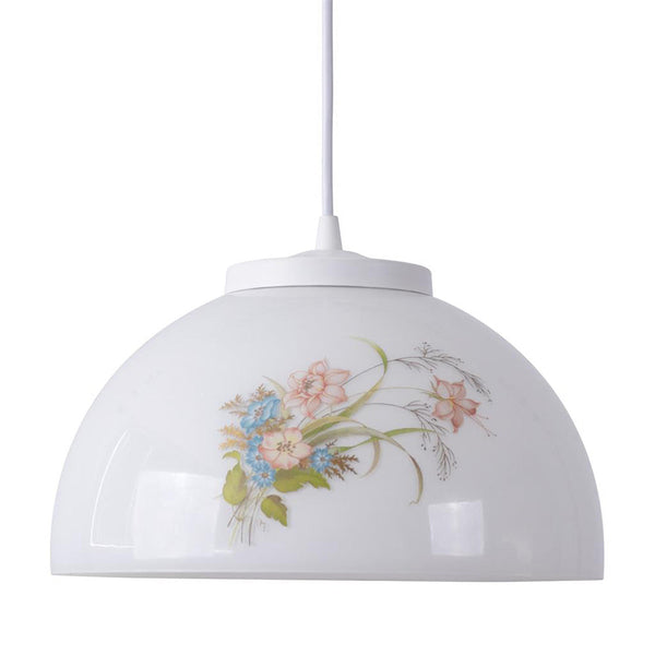 Moon Pendant Light Floral White Glass - 91562