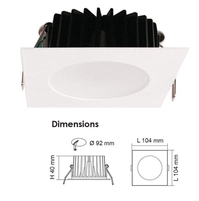 ECOGEM S9041TC Square Dimmable LED Downlight White 10W TRI Colour - S9041 TC S WH