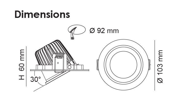 ECOSTAR S9046 Round Dimmable Gimbal LED Downlight Satin Nickel 9W 6000K - S9046 DL SN